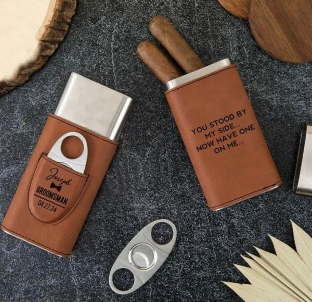 Cigar Case with Cutter - Custom Laser Engraving