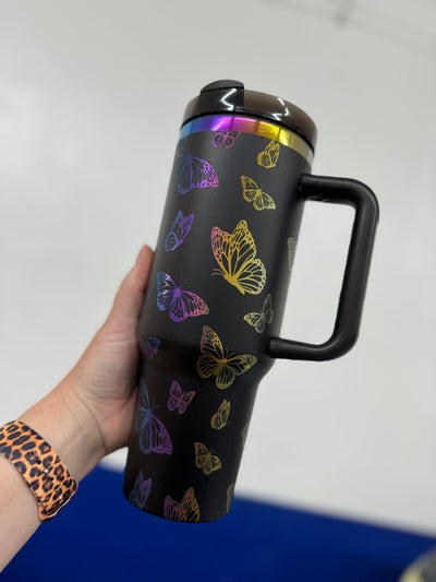 Butterfly Tumbler 40oz - Custom Laser Engraved