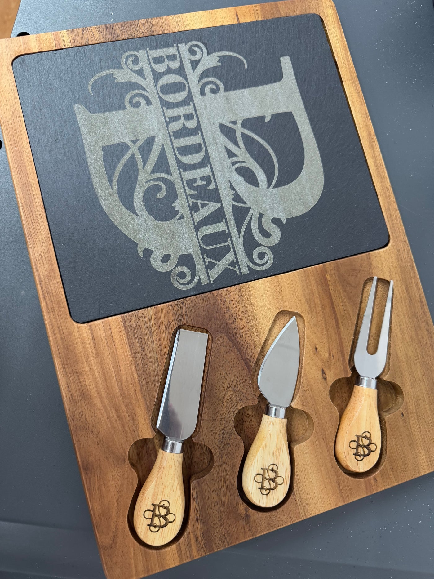 Slate Cheese Board Knife Set | Custom Engraved | Charcuterie Board Accoutrements