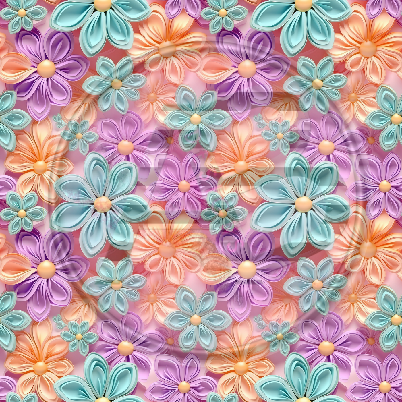 Adhesive Patterned Vinyl - 3D Floral 02 Smaller