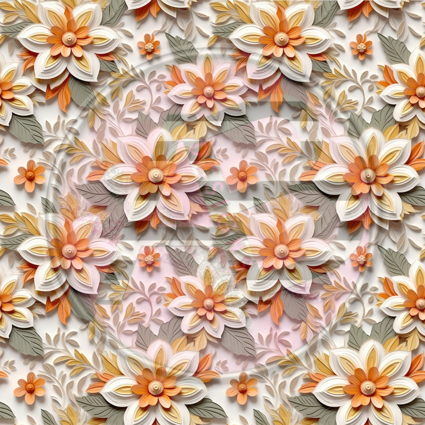 Adhesive Patterned Vinyl - 3D Floral 03 Smaller