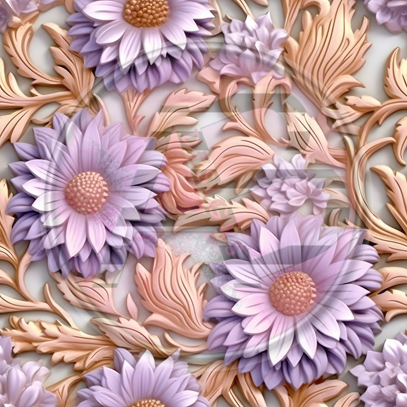 Adhesive Patterned Vinyl - 3D Floral 05