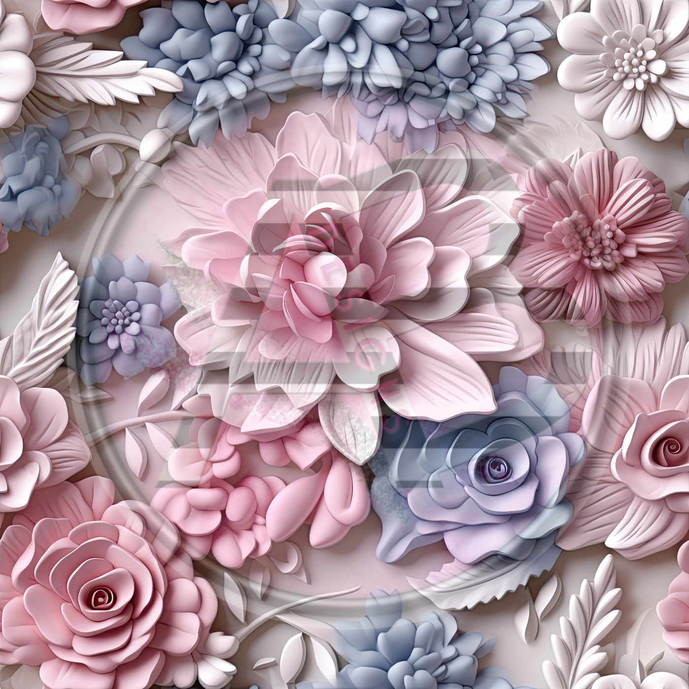 Adhesive Patterned Vinyl - 3D Floral 10