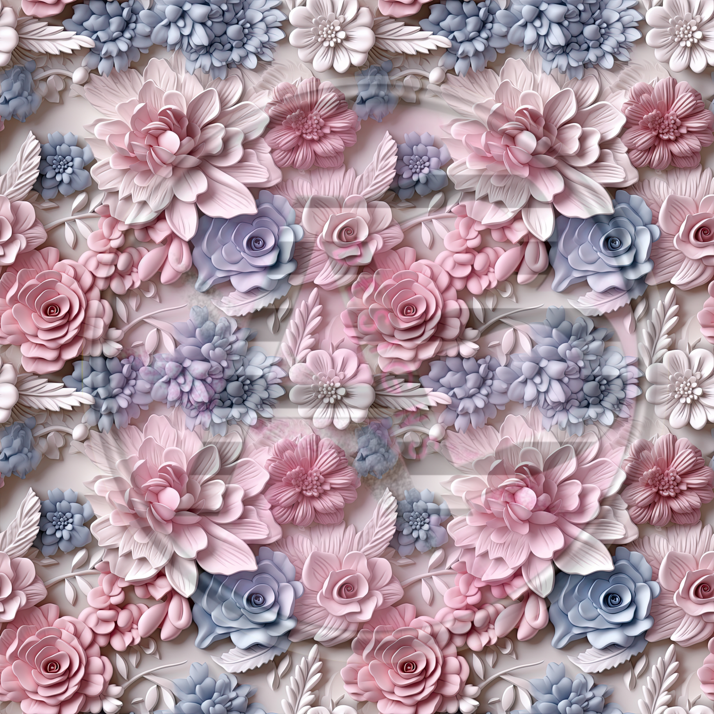 Adhesive Patterned Vinyl - 3D Floral 10 Smaller