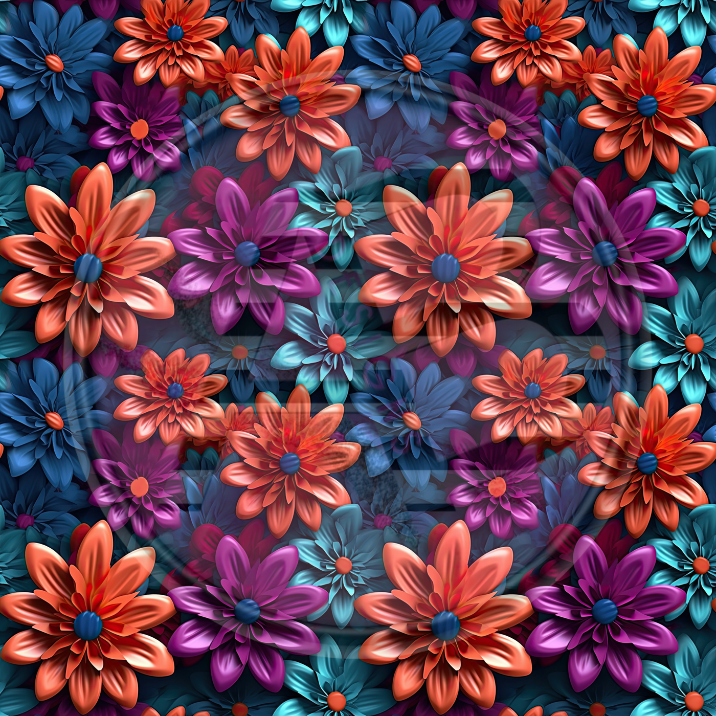 Adhesive Patterned Vinyl - 3D Floral 14 Smaller