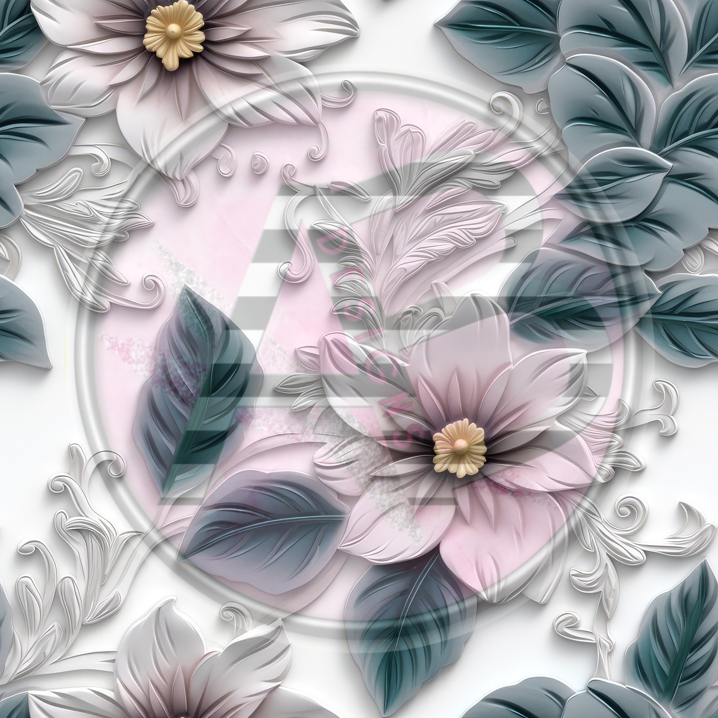 Adhesive Patterned Vinyl - 3D Floral 16