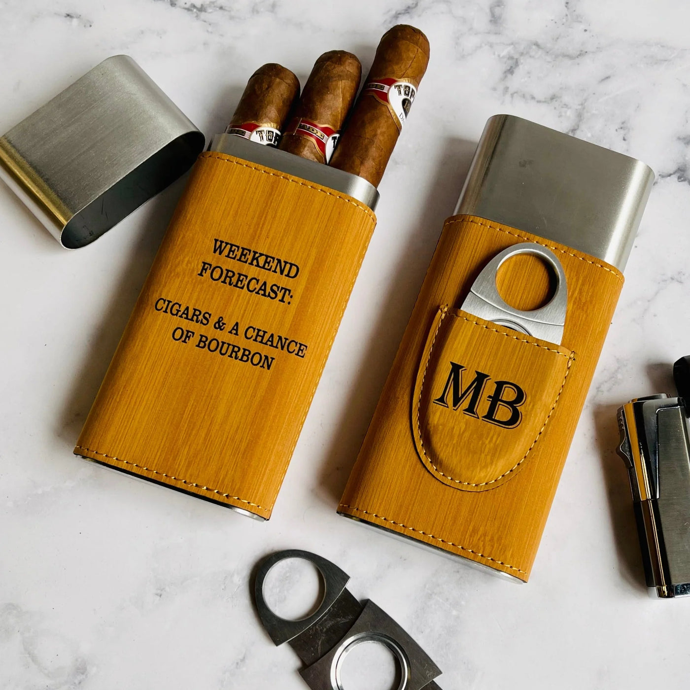 Cigar Case with Cutter - Custom Laser Engraving