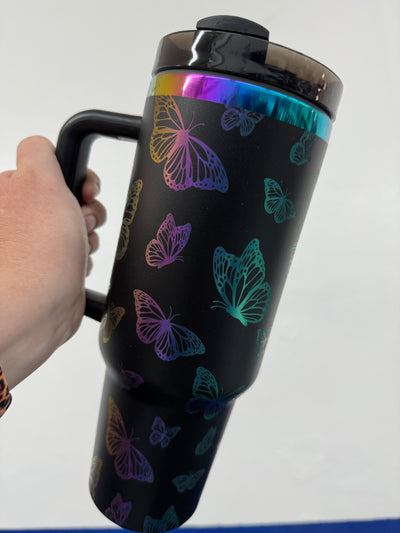 Butterfly Tumbler 40oz - Custom Laser Engraved