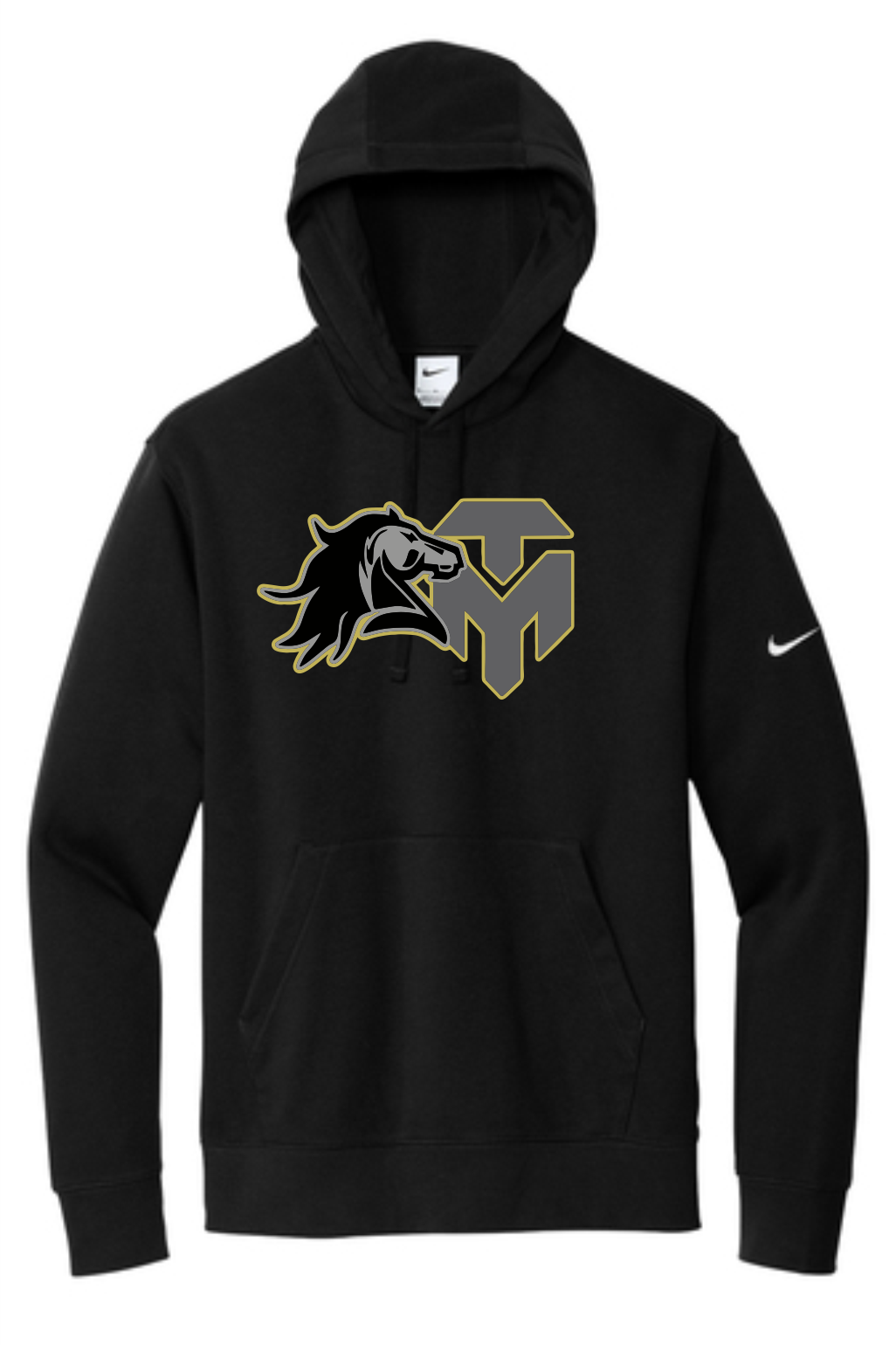 Trinity Mustangs - NKDR1499 Nike Club Fleece Sleeve Swoosh Pullover Hoodie (unisex)