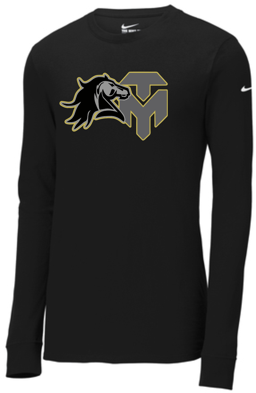 Trinity Mustangs- NKBQ5230 Nike Dri-FIT Cotton/Poly Long Sleeve Tee