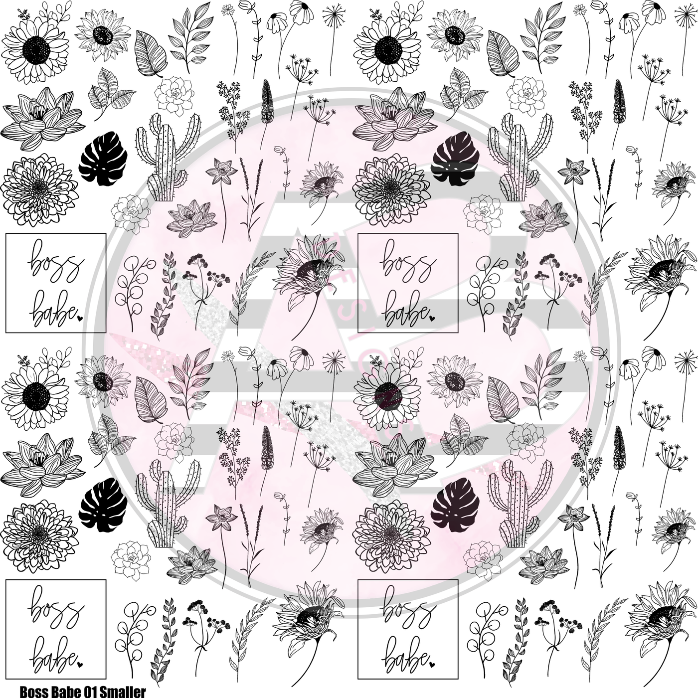 Boss Babe 01 Smaller Full Sheet 12x12 Clear Cast Decal