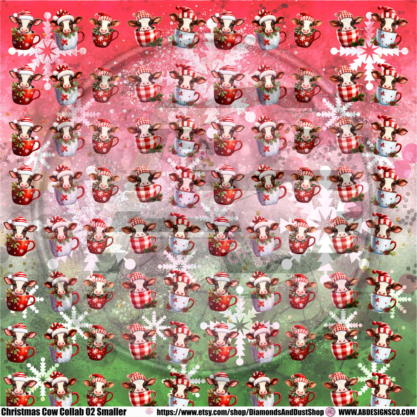 Adhesive Patterned Vinyl - Christmas Cow Collab 02 Smaller