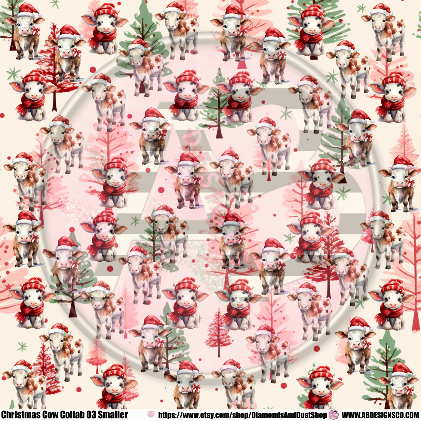 Adhesive Patterned Vinyl - Christmas Cow Collab 03 Smaller