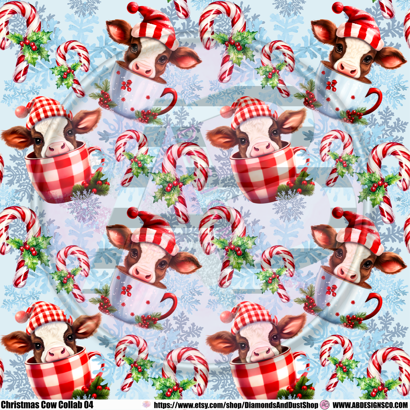 Adhesive Patterned Vinyl - Christmas Cow Collab 04