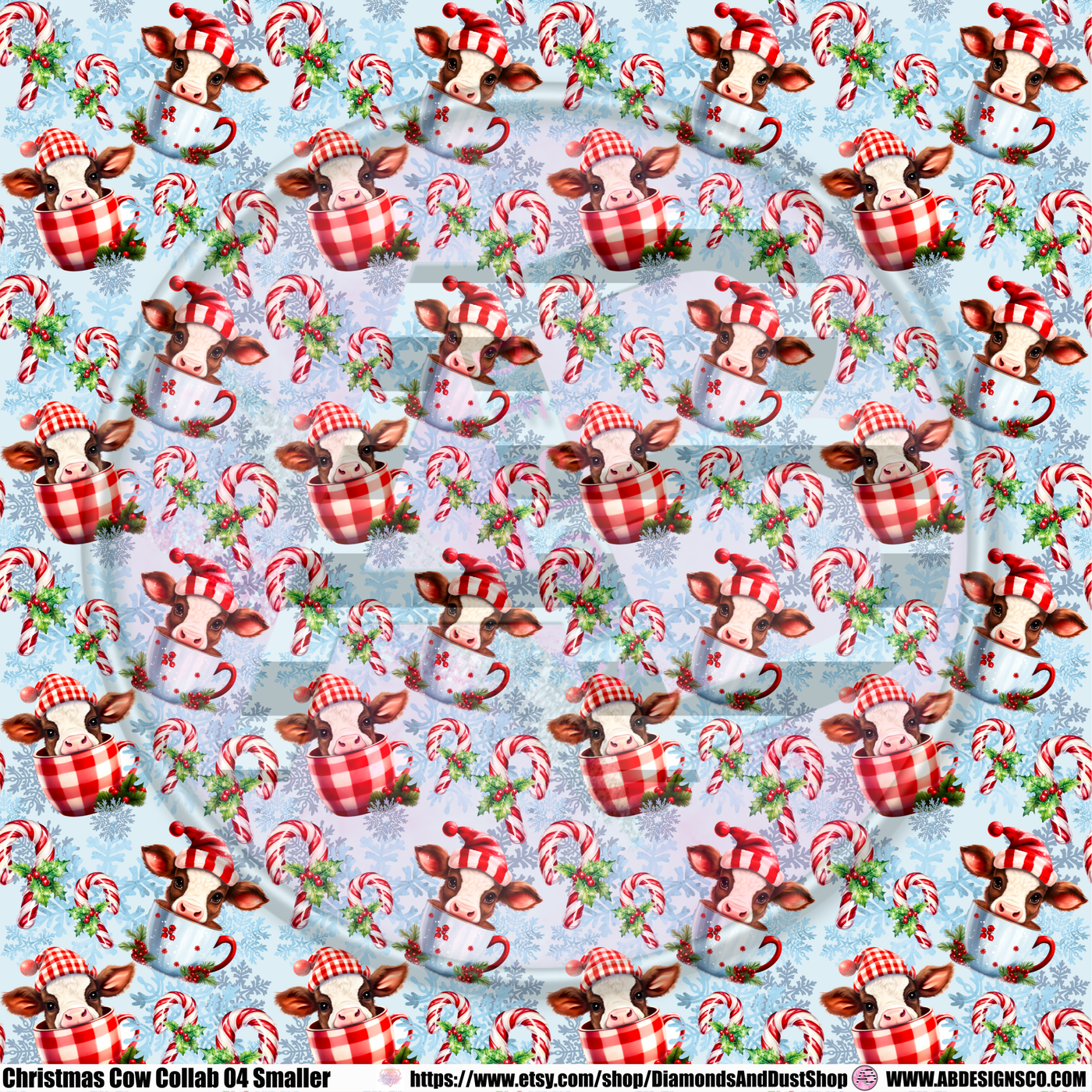 Adhesive Patterned Vinyl - Christmas Cow Collab 04 Smaller