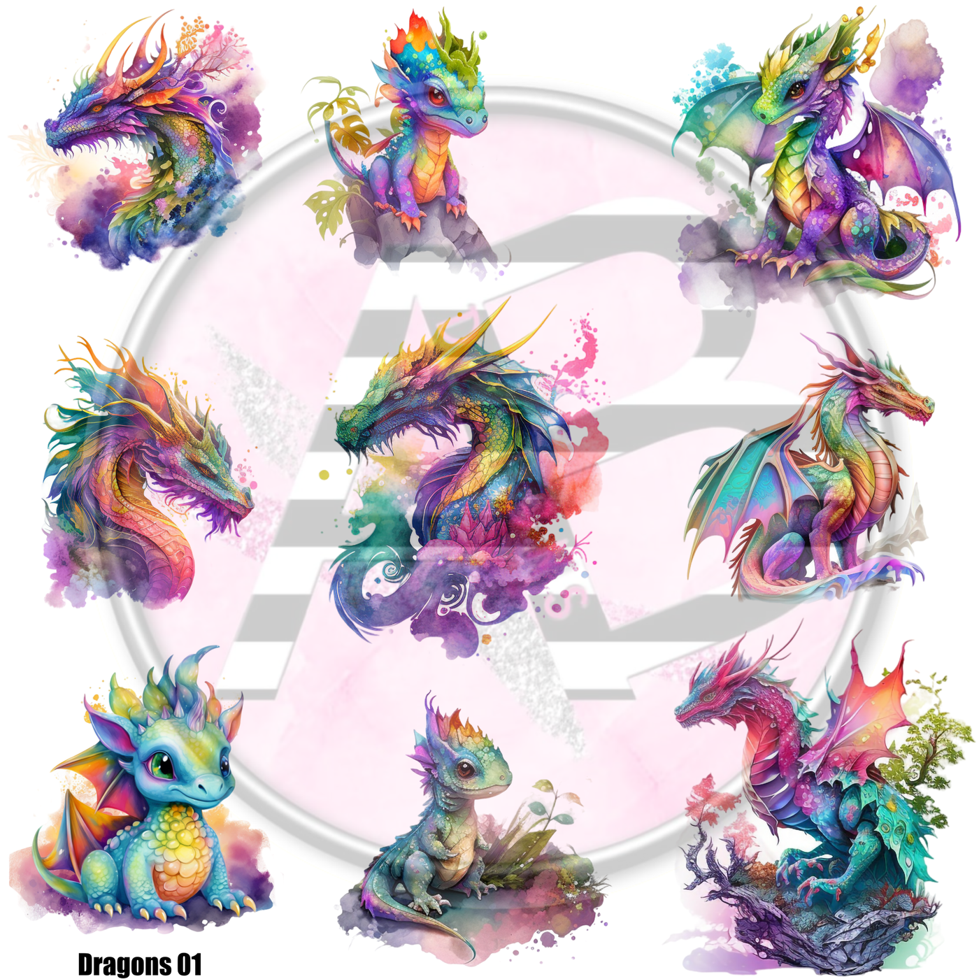 Dragons 01 Full Sheet 12x12 - Clear Sheet