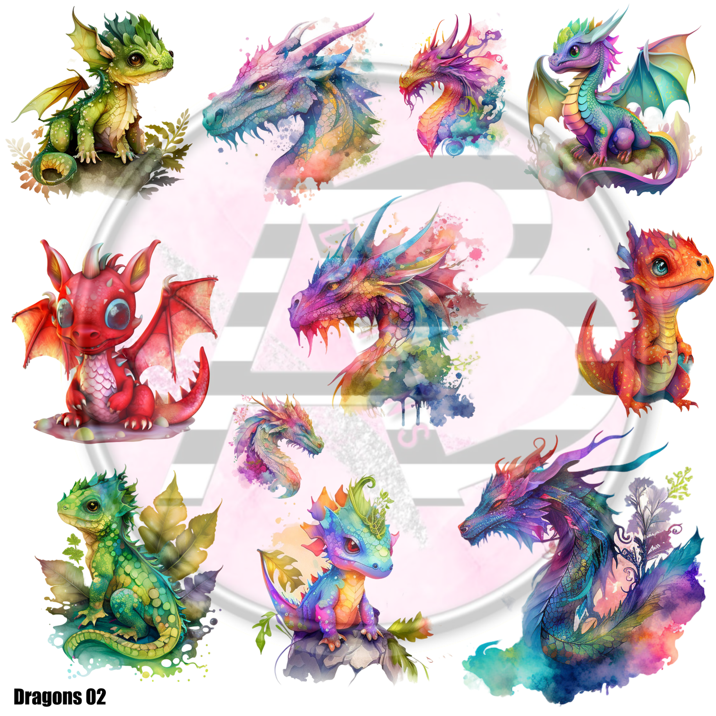Dragons 02 Full Sheet 12x12 - Clear Sheet