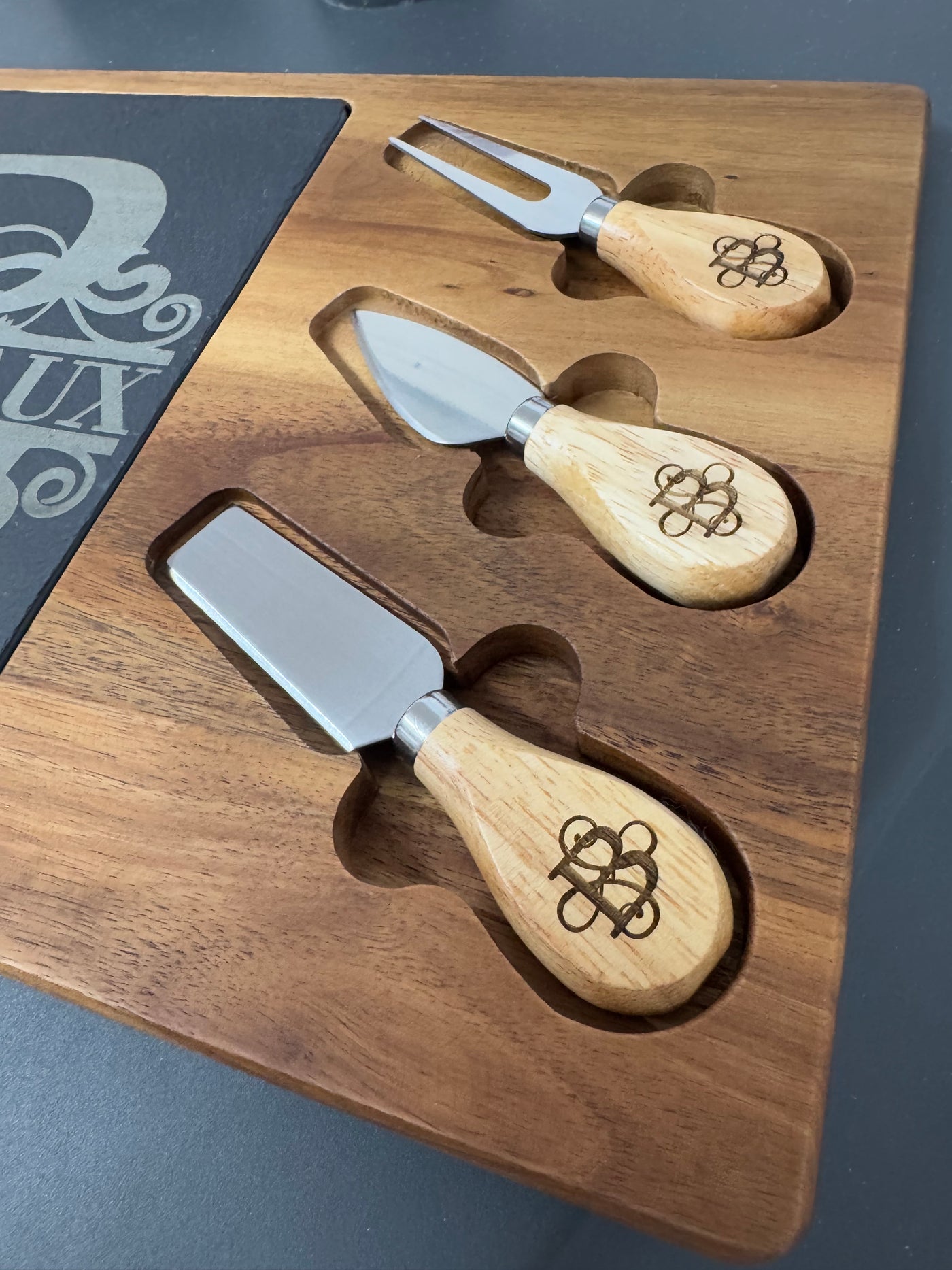 Slate Cheese Board Knife Set | Custom Engraved | Charcuterie Board Accoutrements