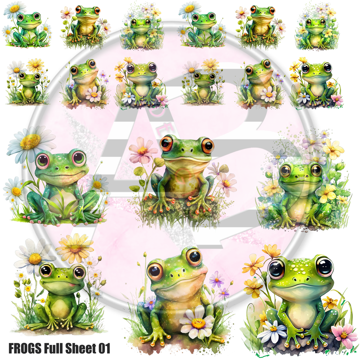 Frog 01 Full Sheet 12x12 - Clear Sheet