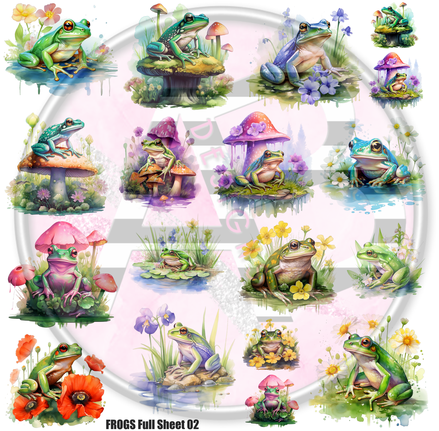 Frog 02 Full Sheet 12x12 - Clear Sheet