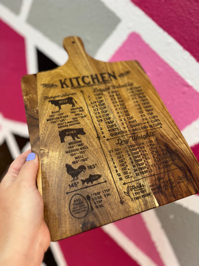 Cutting Board | Custom Engraved | Charcuterie Board | Kitchen Measurements