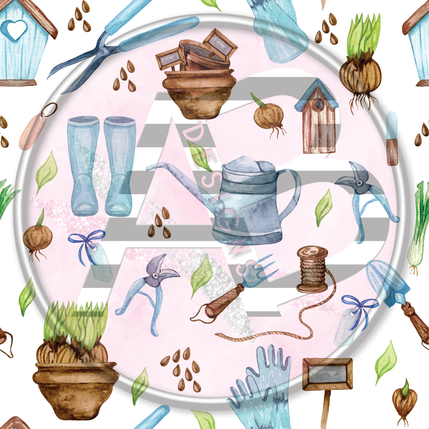 Adhesive Patterned Vinyl - Gardening 01