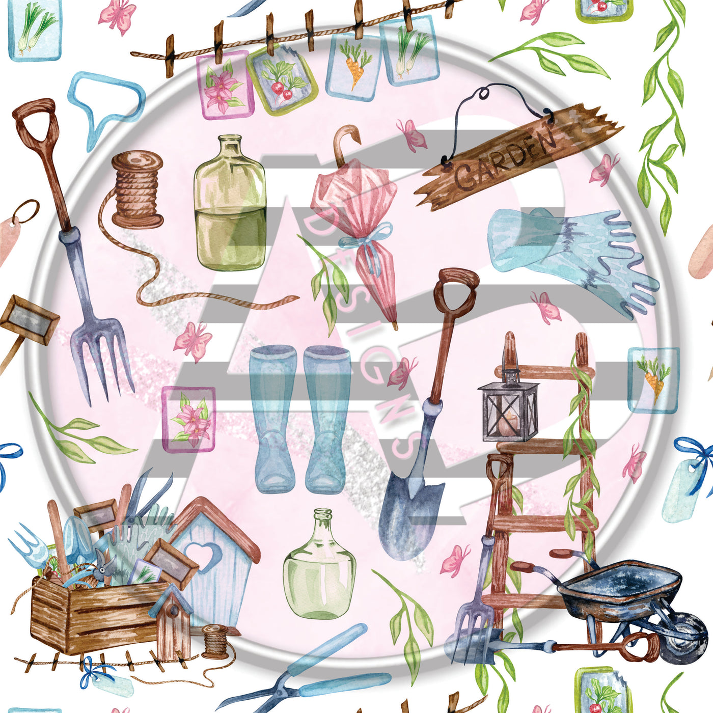 Adhesive Patterned Vinyl - Gardening 10