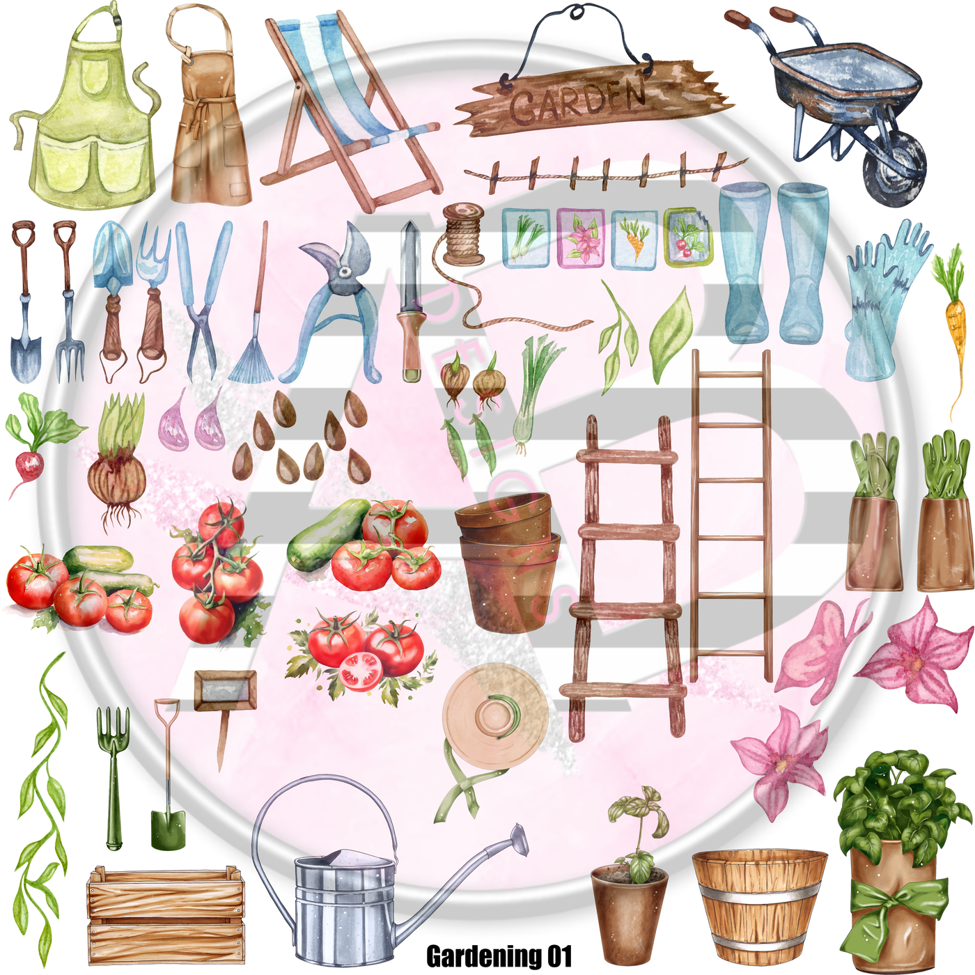 Gardening 01 Full Sheet 12x12 Clear Cast Decal