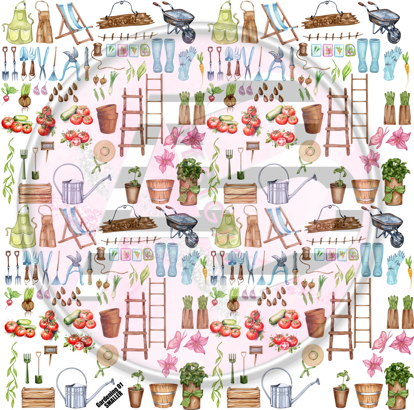 Gardening 01 SMALLER Full Sheet 12x12 Clear Cast Decal