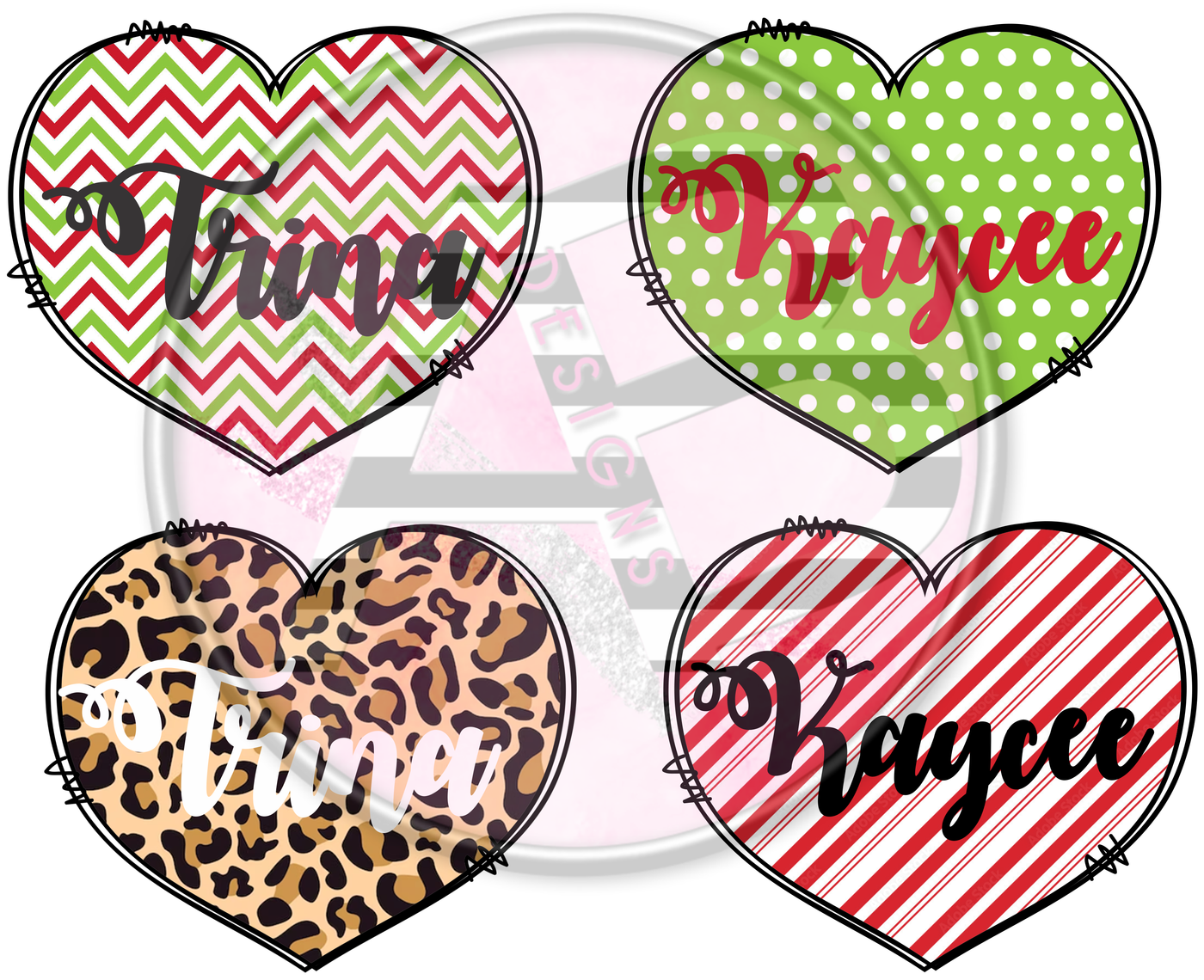 DTF Heat Transfer MATCHY MATCHY - Christmas Titles Matching SLEEVE HEARTS