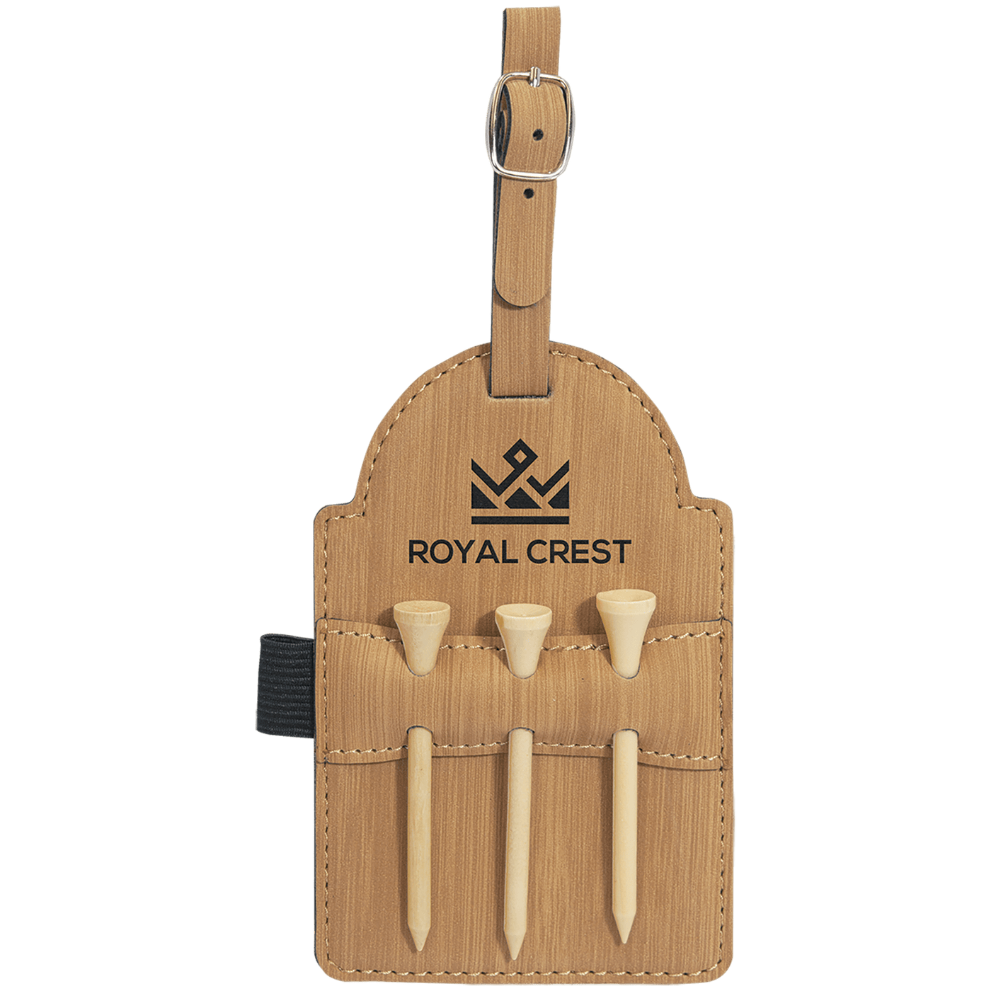 Golf Bag Tag with 3 Wooden Tees - Custom Laser Engraving