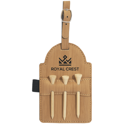 Golf Bag Tag with 3 Wooden Tees - Custom Laser Engraving