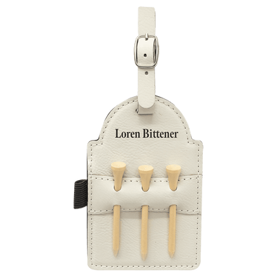 Golf Bag Tag with 3 Wooden Tees - Custom Laser Engraving