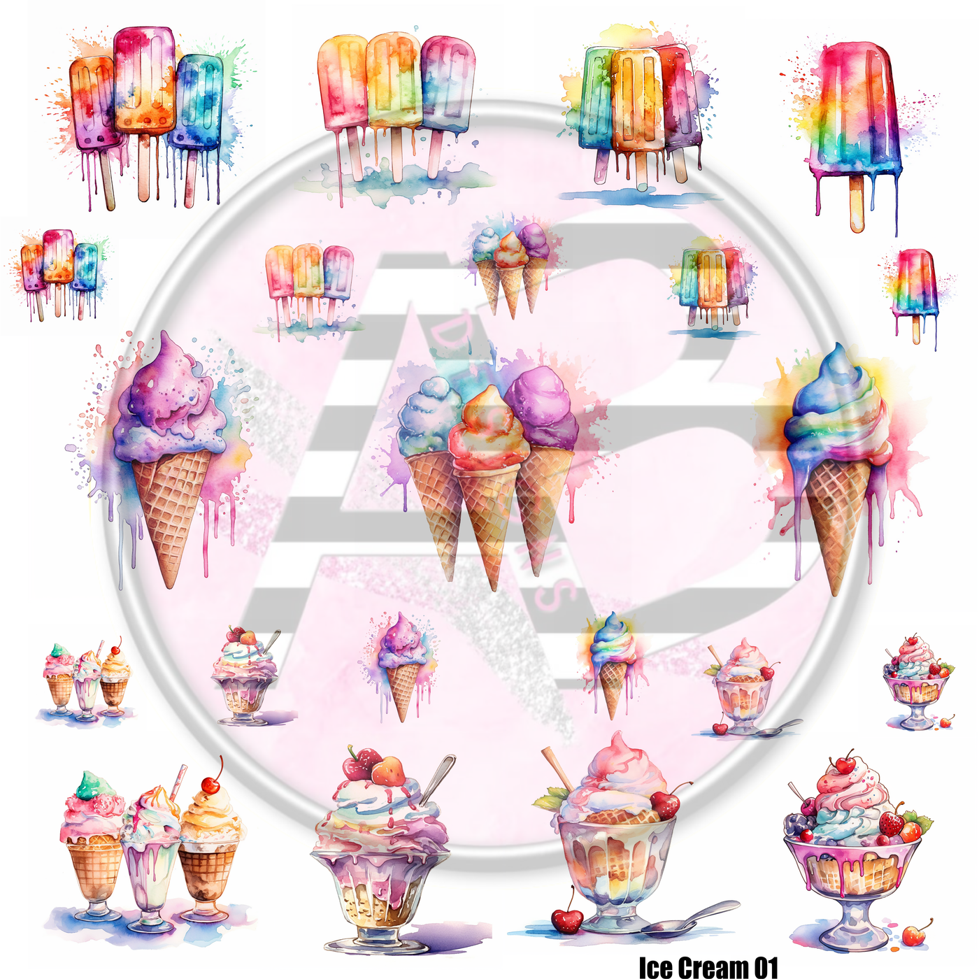 Ice Cream 01 12x12 - Clear Cast Decal