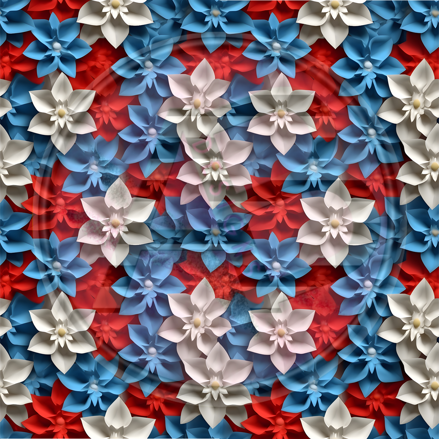 Adhesive Patterned Vinyl - Patriotic Floral 02