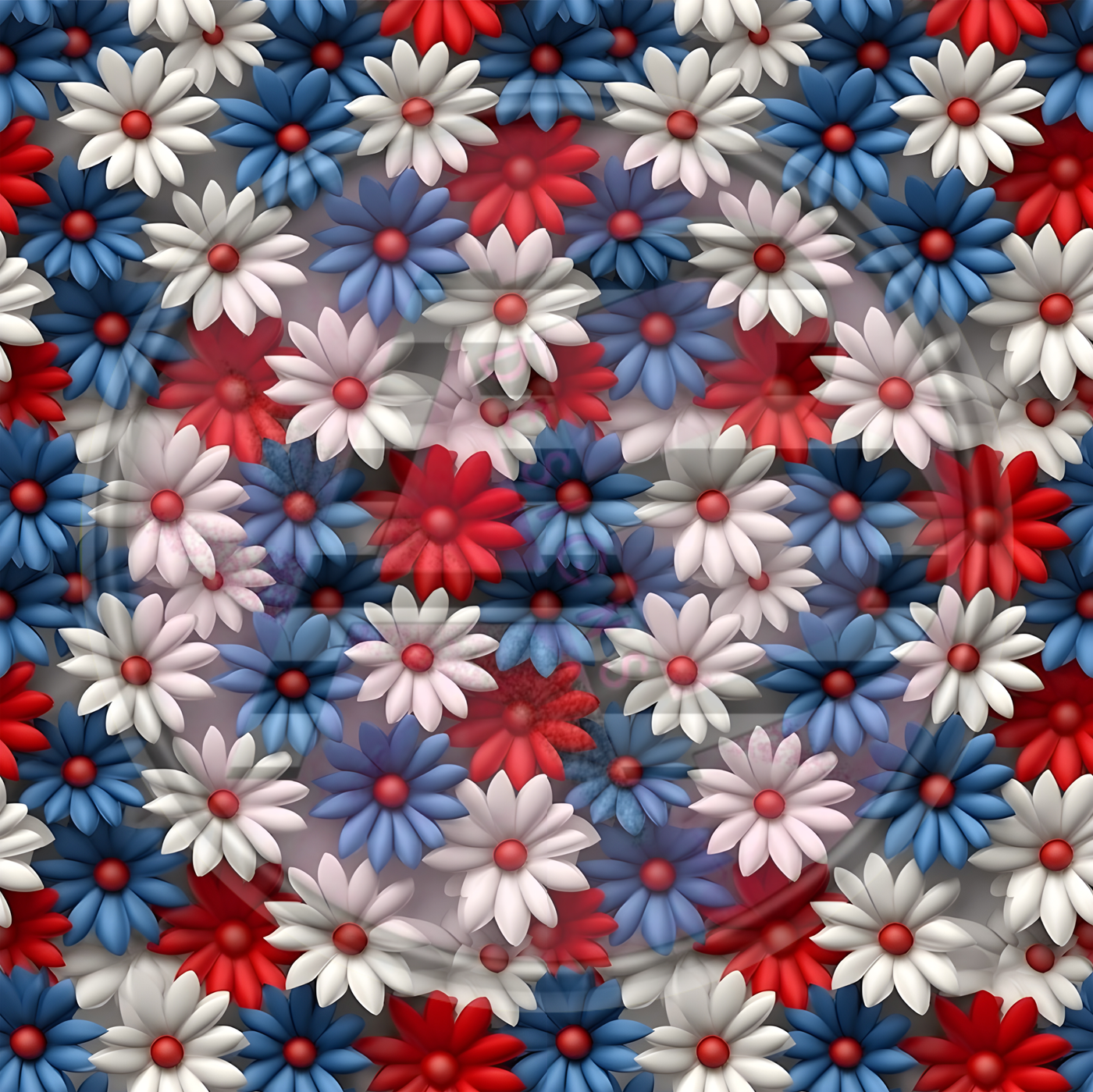 Adhesive Patterned Vinyl - Patriotic Floral 03