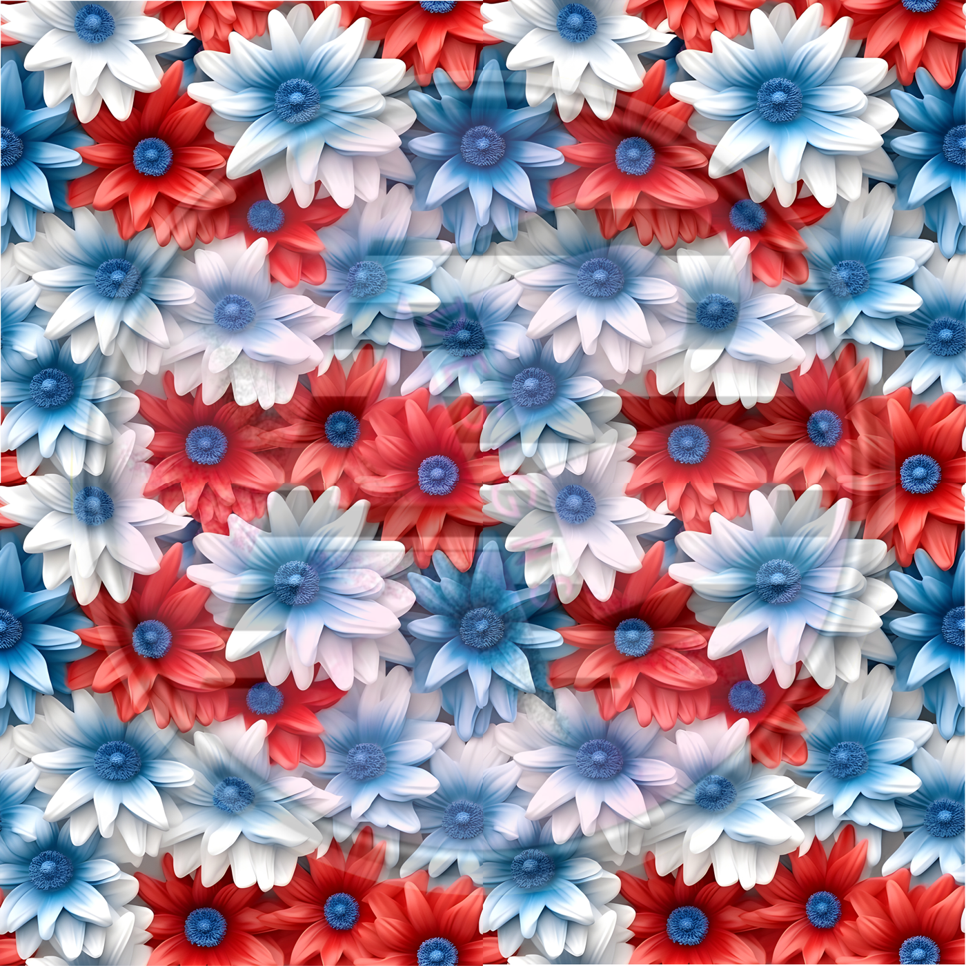 Adhesive Patterned Vinyl - Patriotic Floral 05