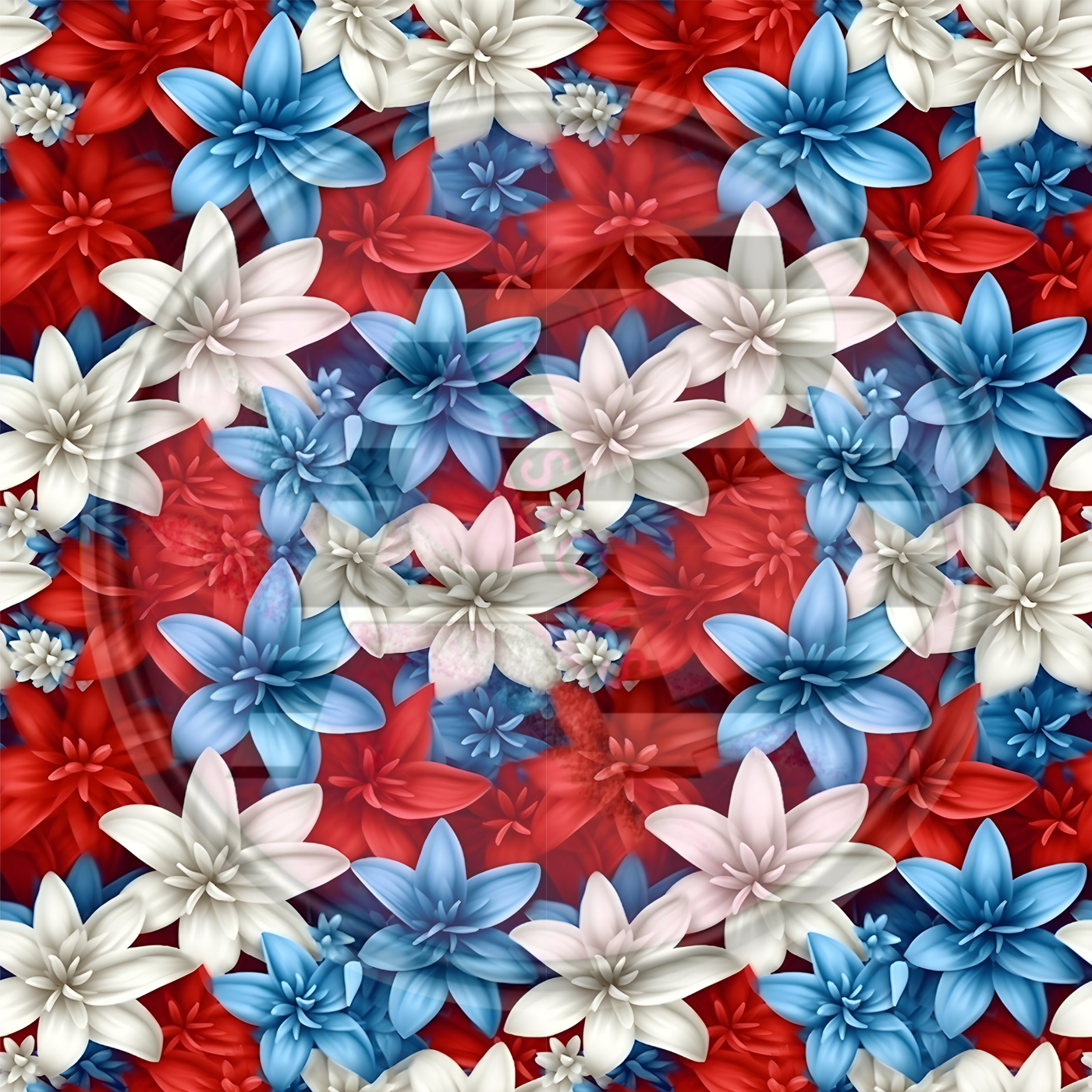 Adhesive Patterned Vinyl - Patriotic Floral 07