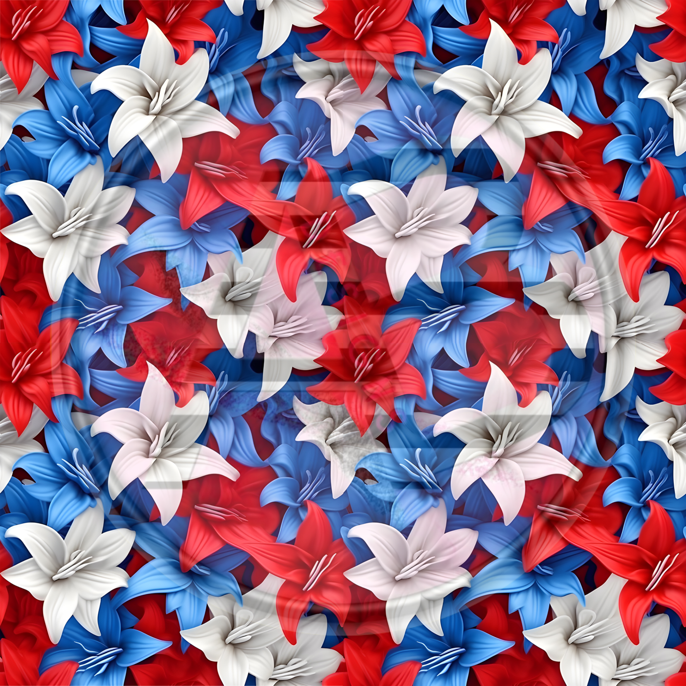 Adhesive Patterned Vinyl - Patriotic Floral 09