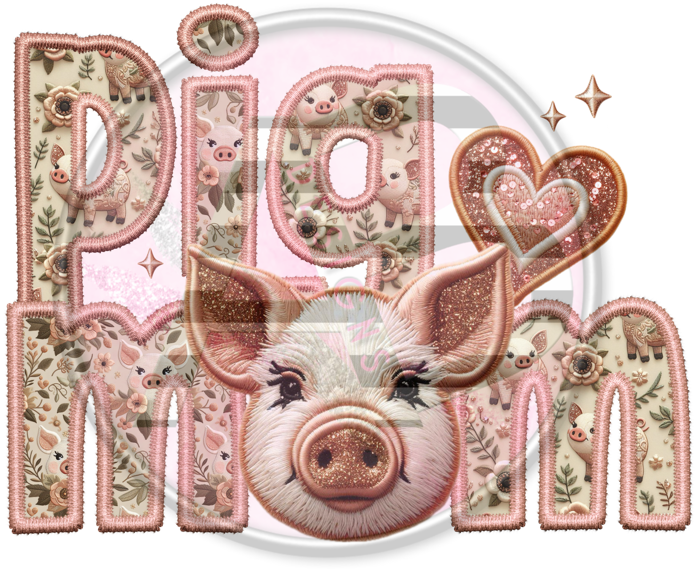 DTF Heat Transfer - Pig Mom 01