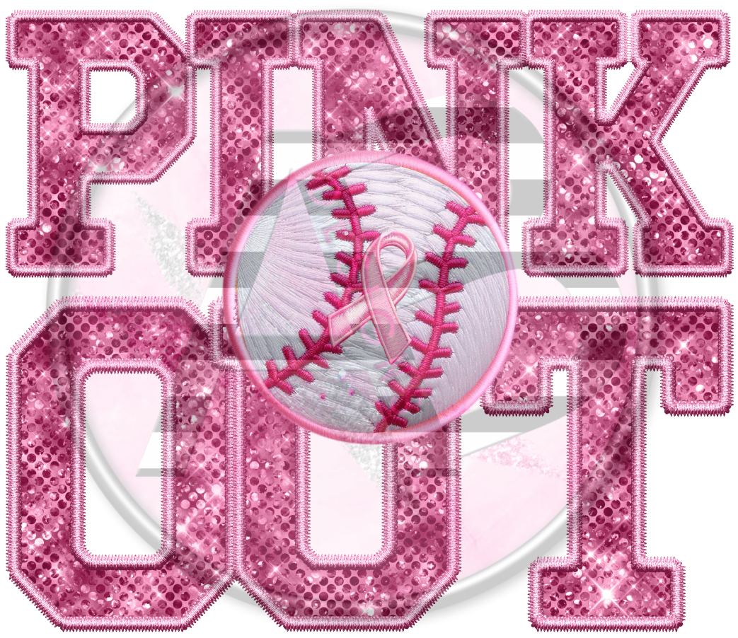 DTF Heat Transfer - Pink Out Baseball