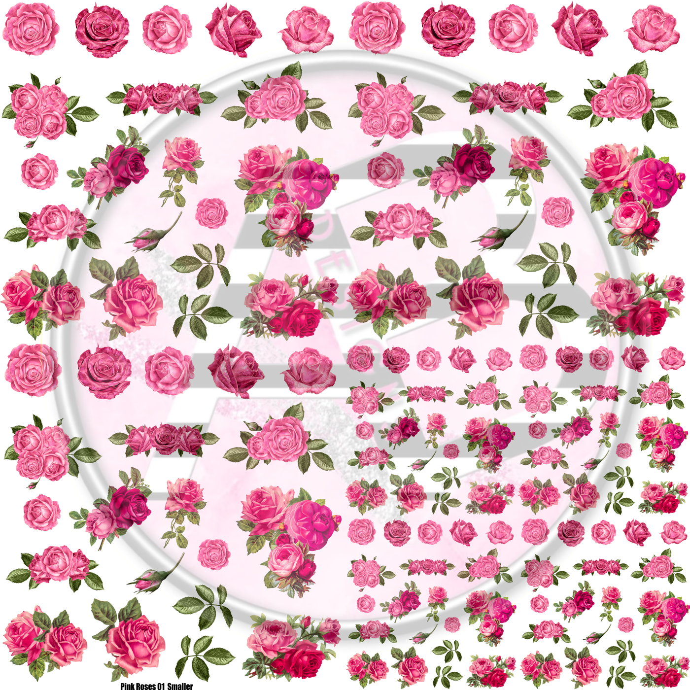 Pink Roses 01 Smaller Full Sheet 12x12 - Clear Cast