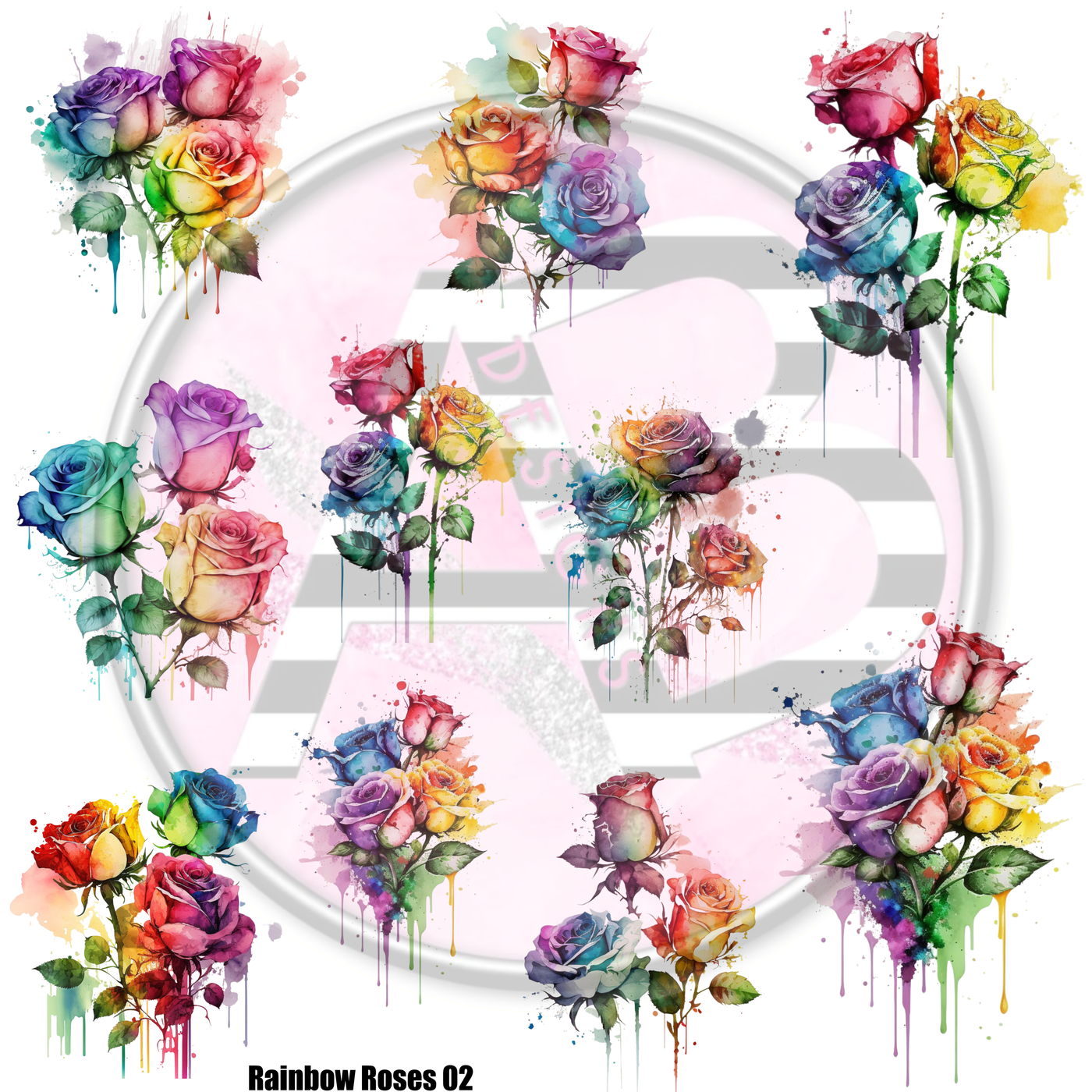 Rainbow Roses 02 Full Sheet 12x12 Clear Cast