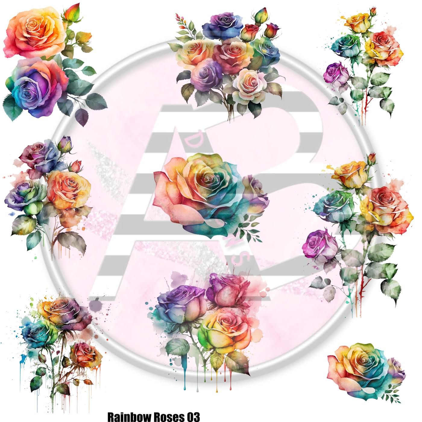 Rainbow Roses 03 Full Sheet 12x12 Clear Cast