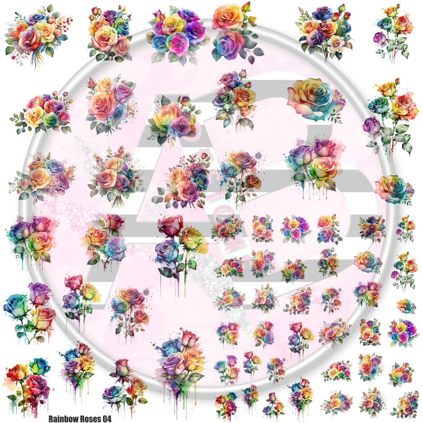 Rainbow Roses 04 Full Sheet 12x12 Clear Cast