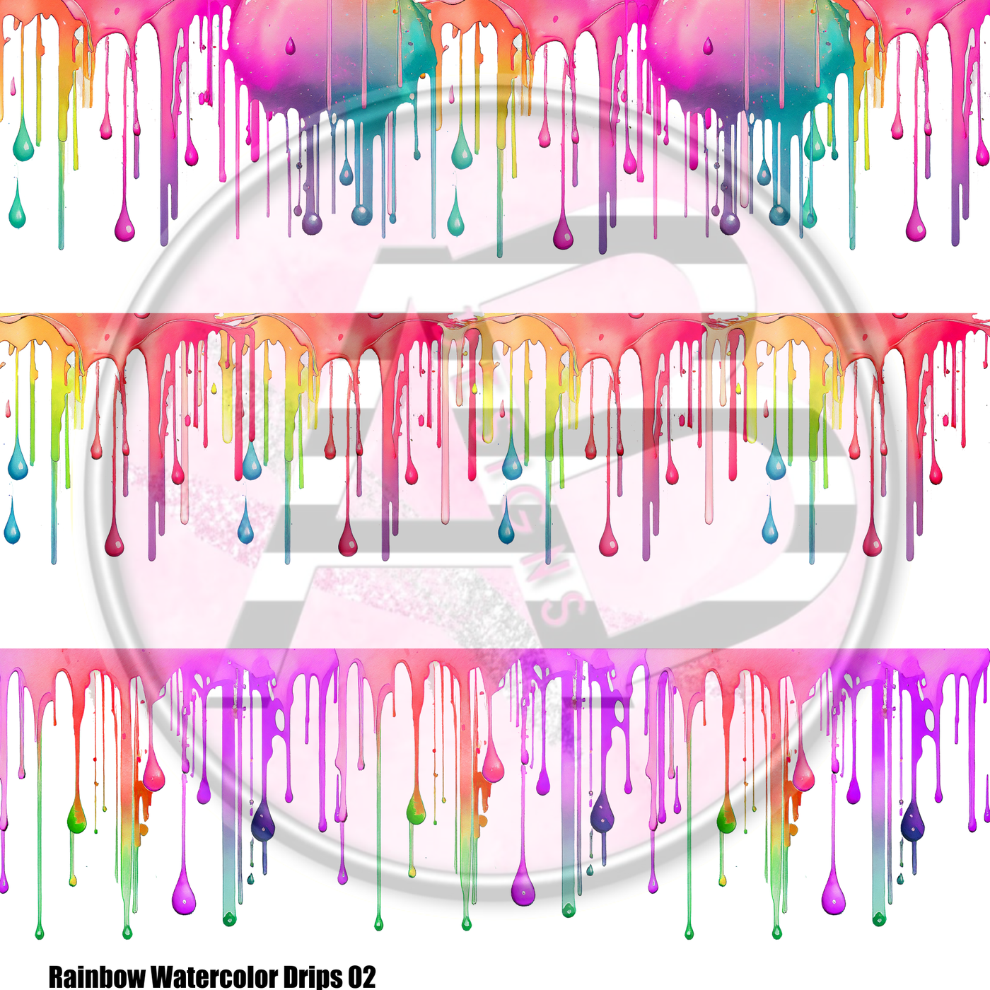 Rainbow Watercolor Drips 02 Full Sheet 12x12 Clear Cast