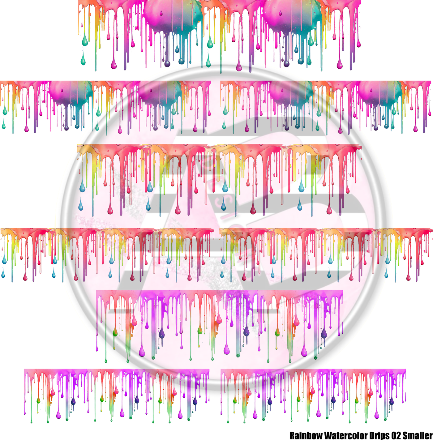 Rainbow Watercolor Drips 02 Smaller Full Sheet 12x12 Clear Cast