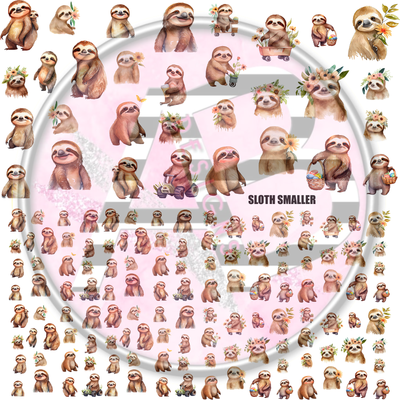 Sloth Full Sheet 12x12 SMALLER - Clear Sheet