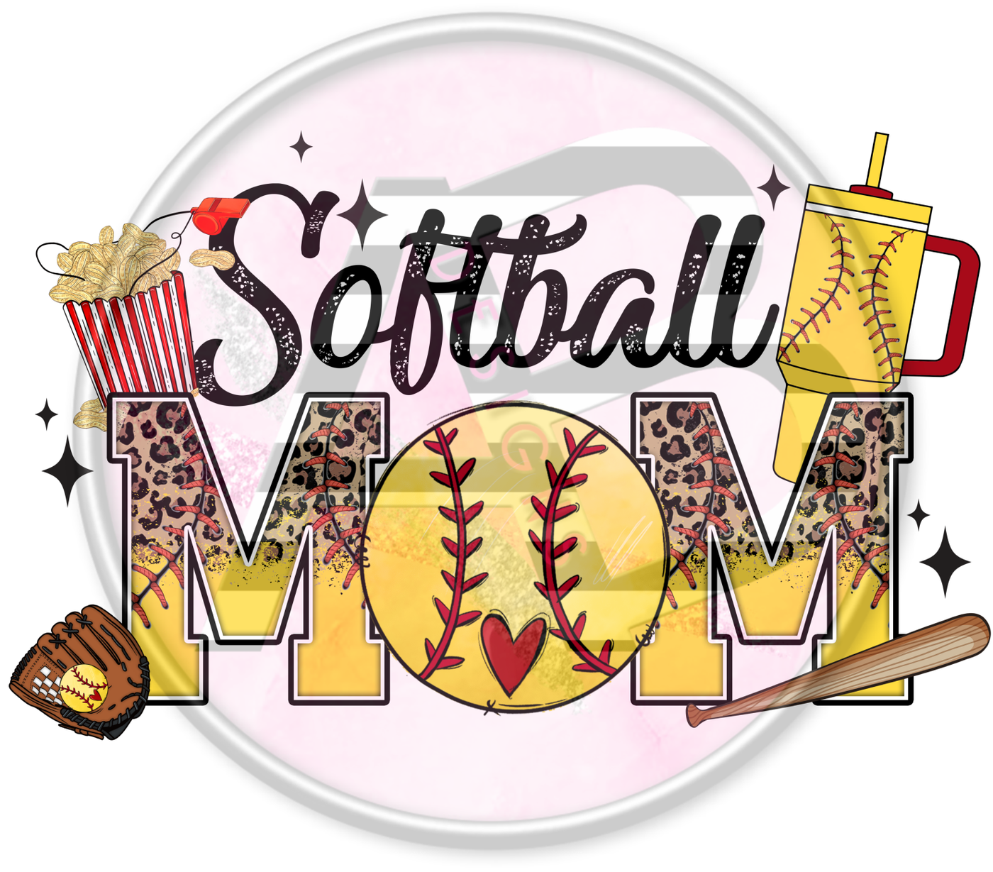 DTF Heat Transfer - Softball Mom 07