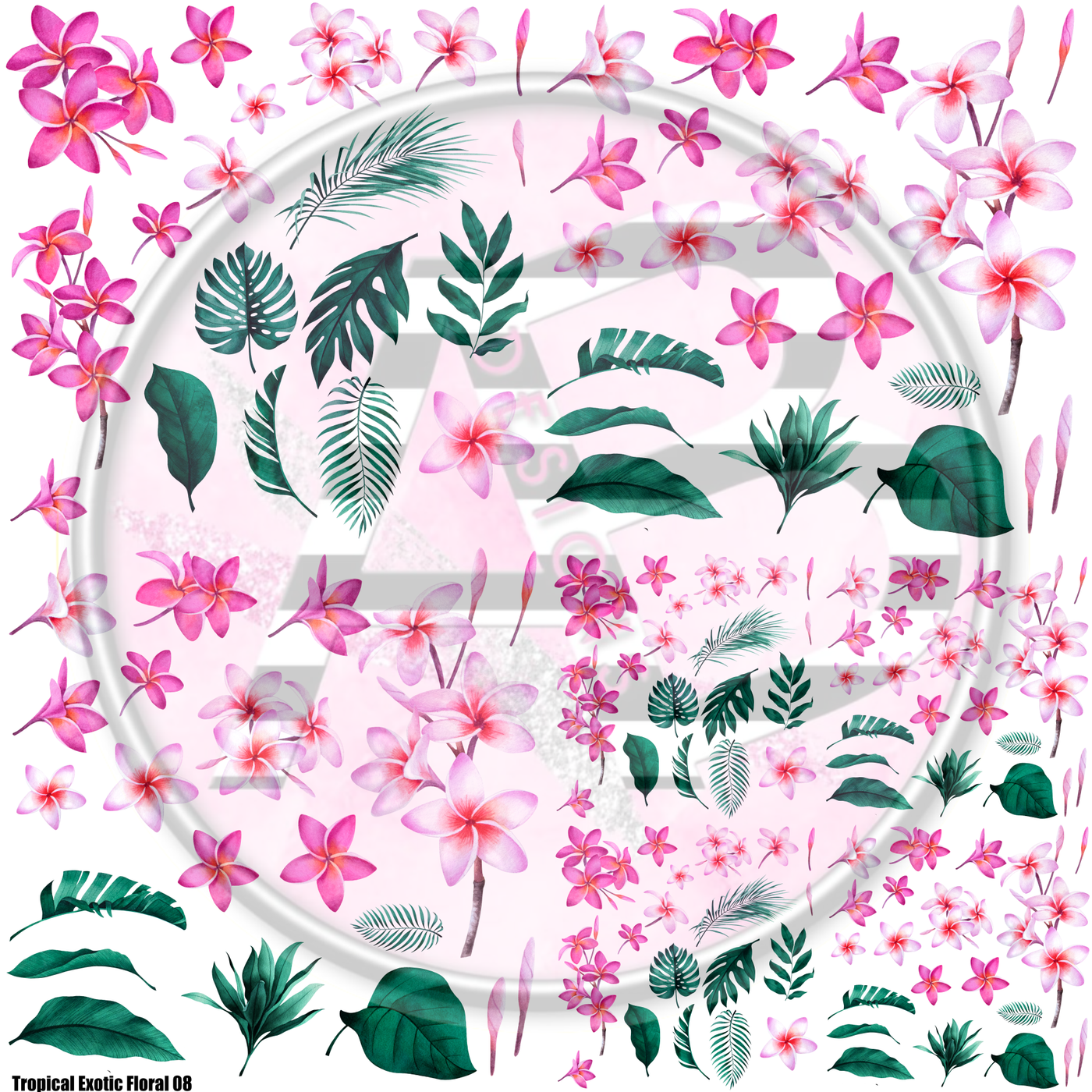 Tropical Exotic Floral 08 Full Sheet 12x12 - Clear Sheet